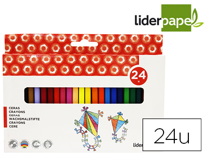 24 lápices cera Liderpapel triangulares